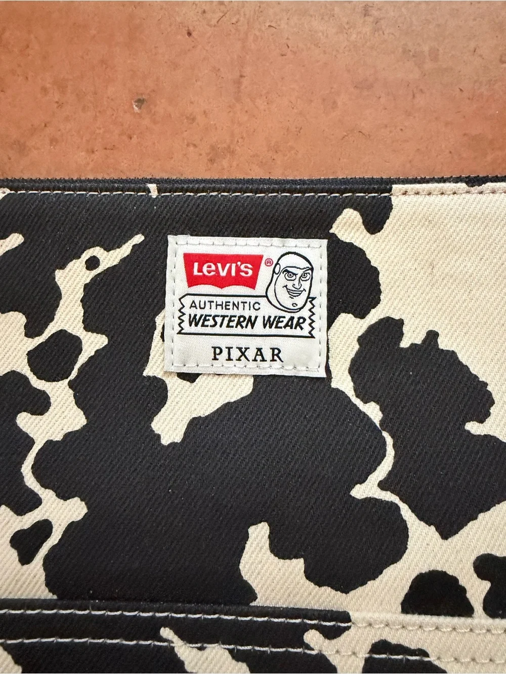 Levi's Cow Print Canvas Toiletry Pouch - Black & White